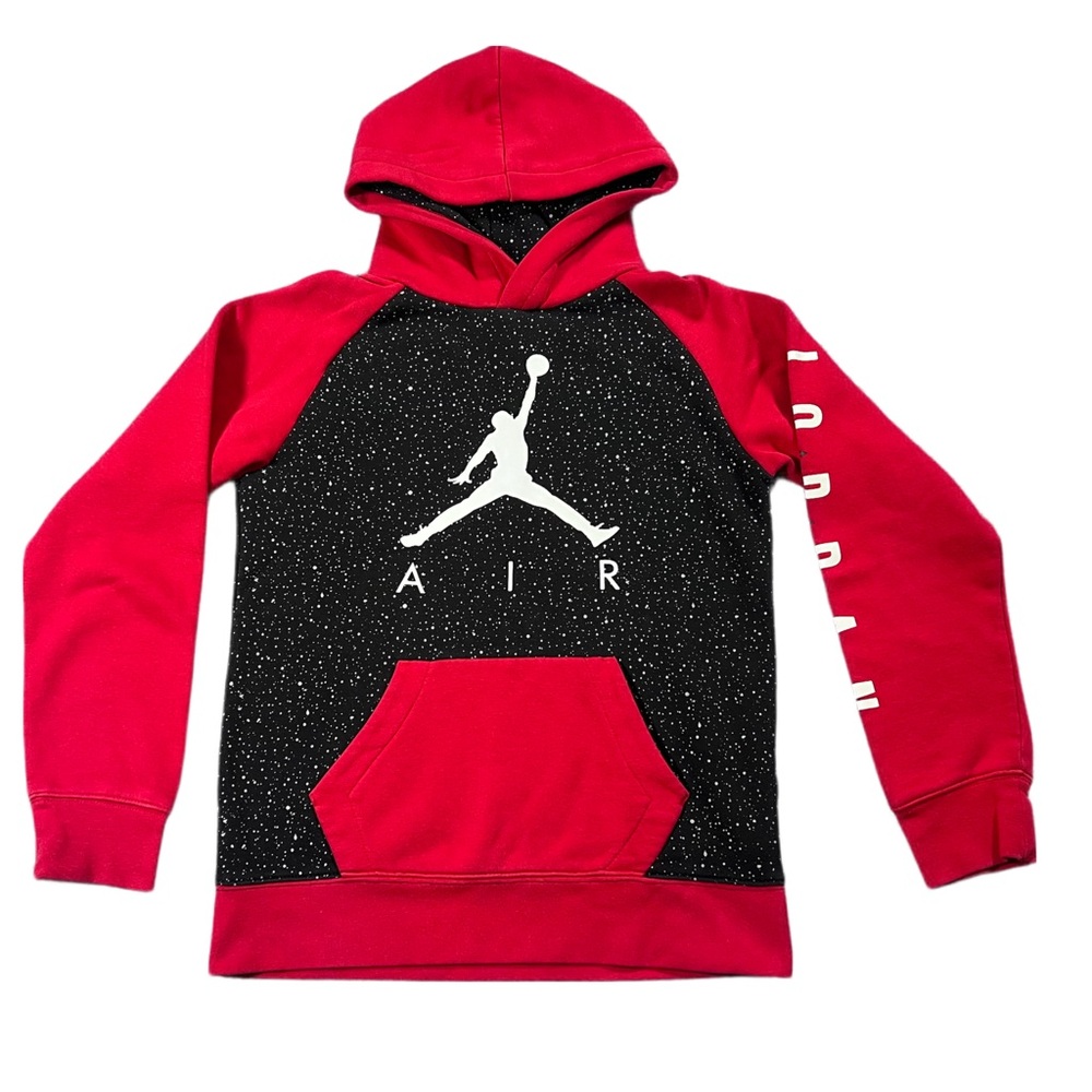 Air Jordan Boys Red & Black Speckled Jumpman Pullover Hoodie Size L (12-13)